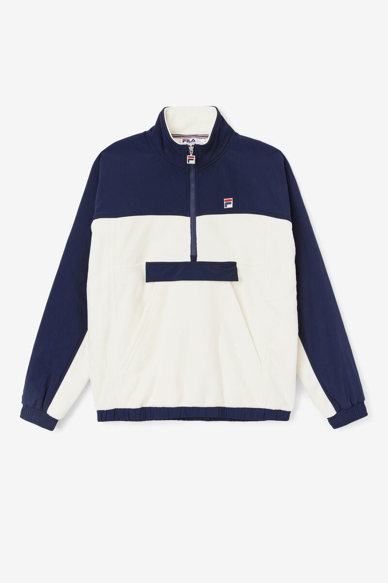 Men\'s Fila Erick 1/2 Zip Pullover Jackets White / Navy | JibYT14y7LV