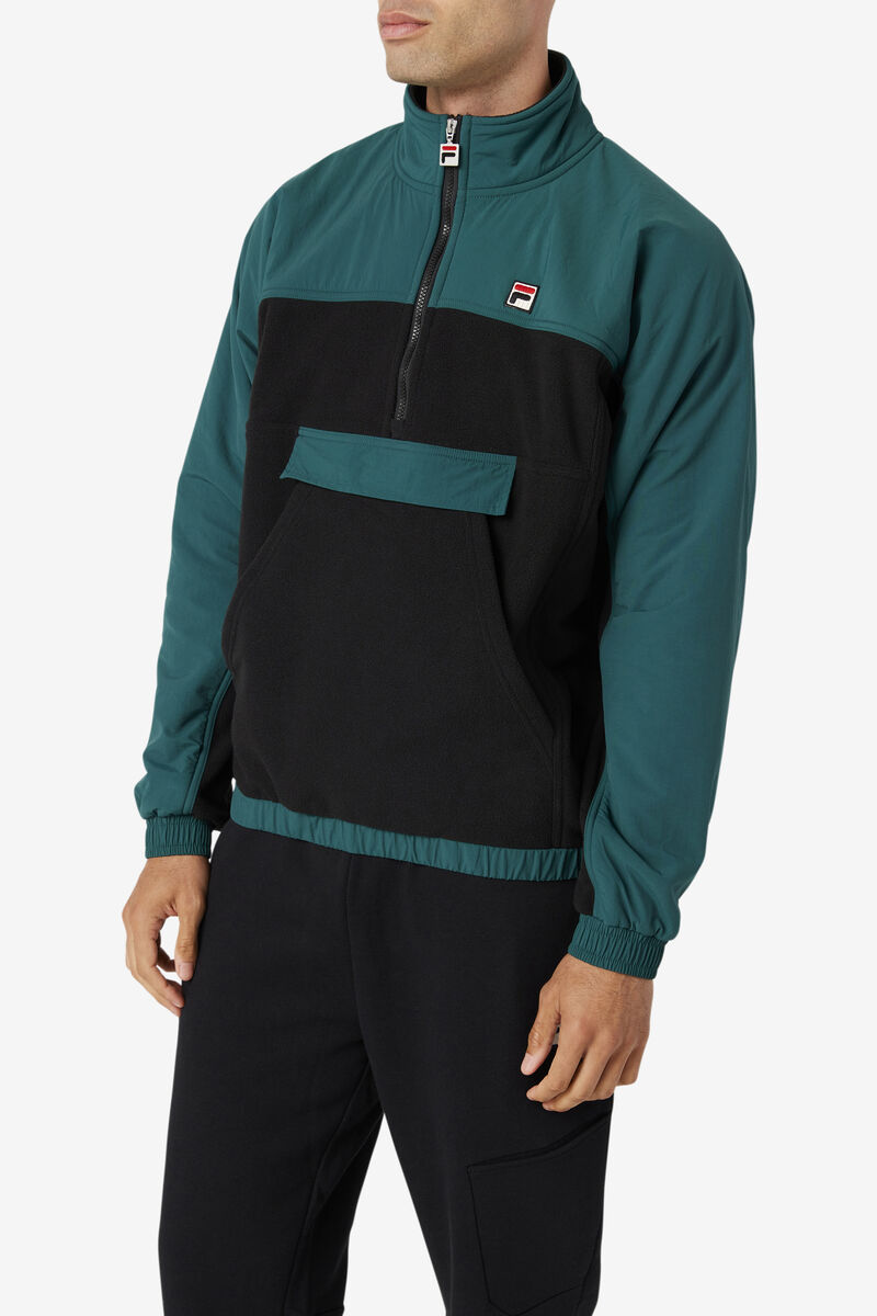 Men's Fila Erick 1/2 Zip Pullover Outerwear Black | UFrl2uKcmZR
