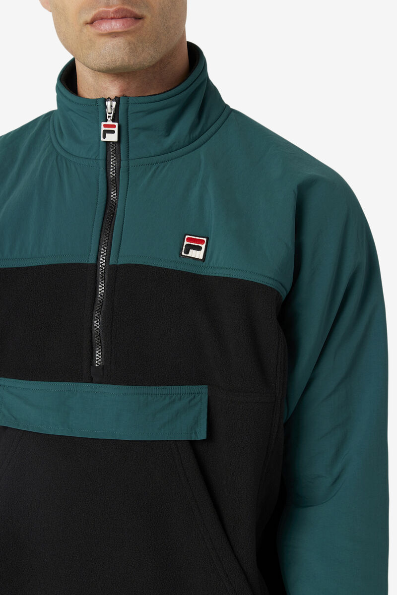 Men's Fila Erick 1/2 Zip Pullover Outerwear Black | UFrl2uKcmZR