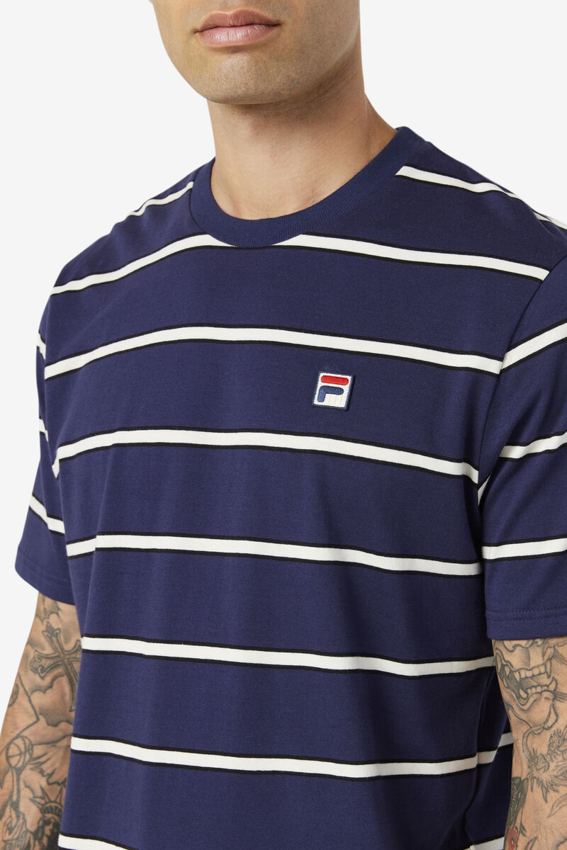 Men's Fila Felix T Shirts Navy / White | kSzRsRW9A5P