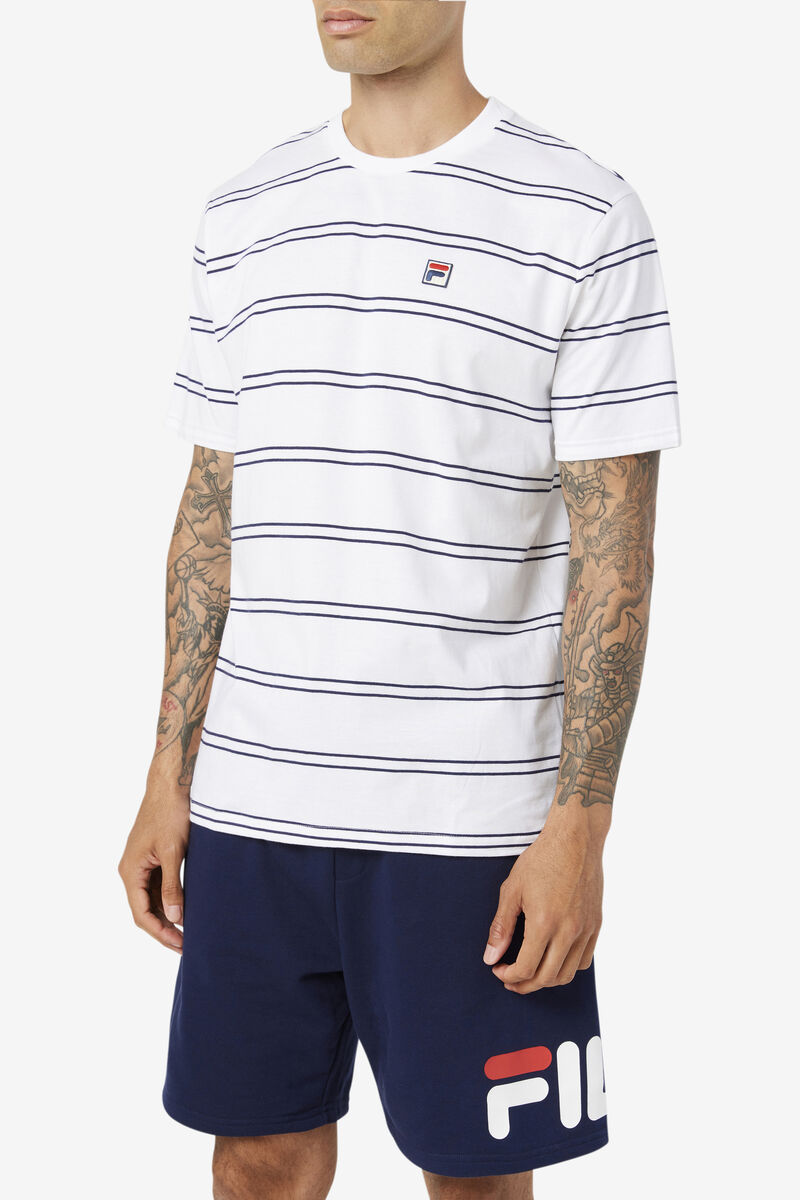 Men's Fila Felix T Shirts White / Navy | ZLaBRpghTTY