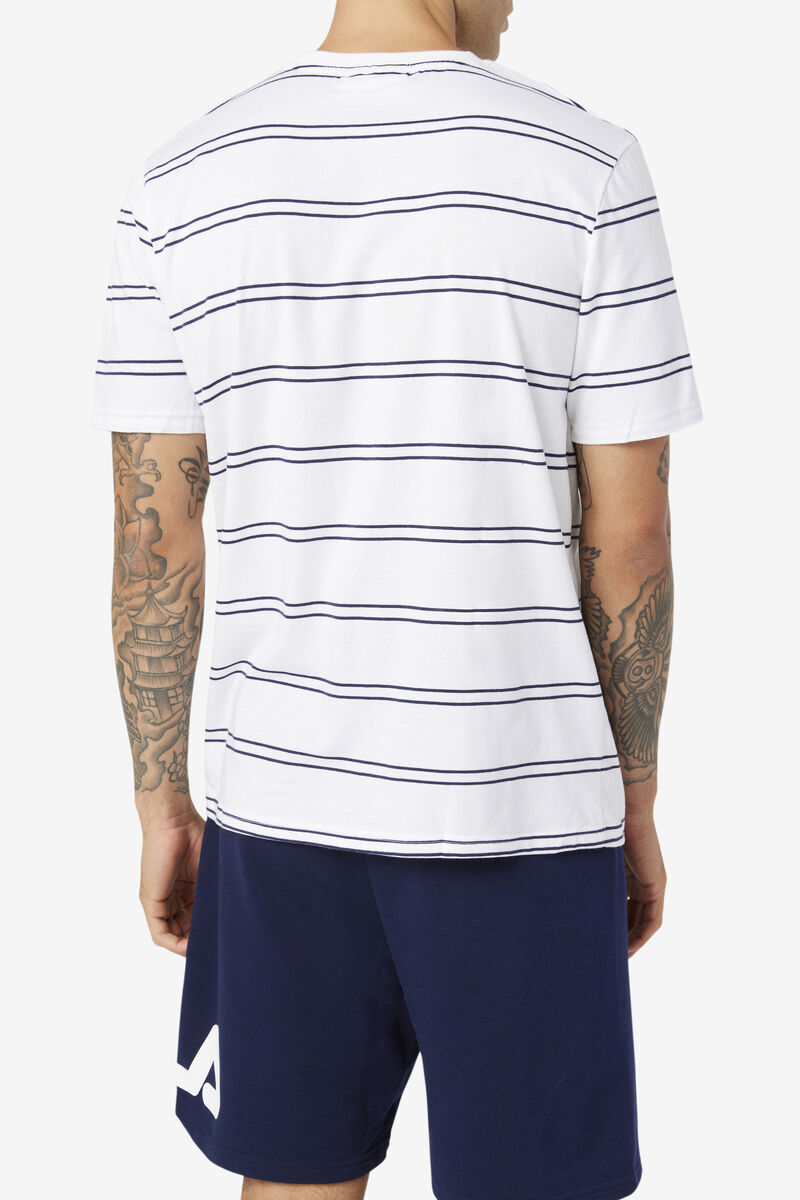 Men's Fila Felix T Shirts White / Navy | ZLaBRpghTTY