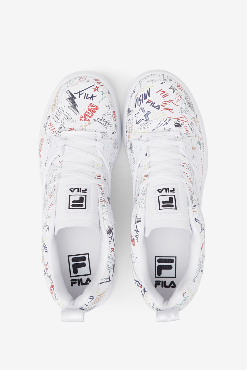 Men's Fila Fila Ace Scribbles Graffiti Shoes | Fila Sneakers White / Black / Multicolor | 9fOwdMwdU5