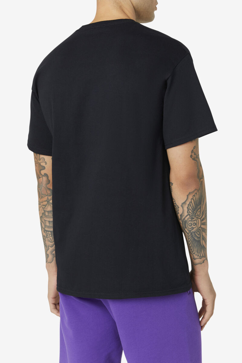 Men's Fila Fila Logo T Shirts Black / Purple / Red | 9mFnCdgHNzC