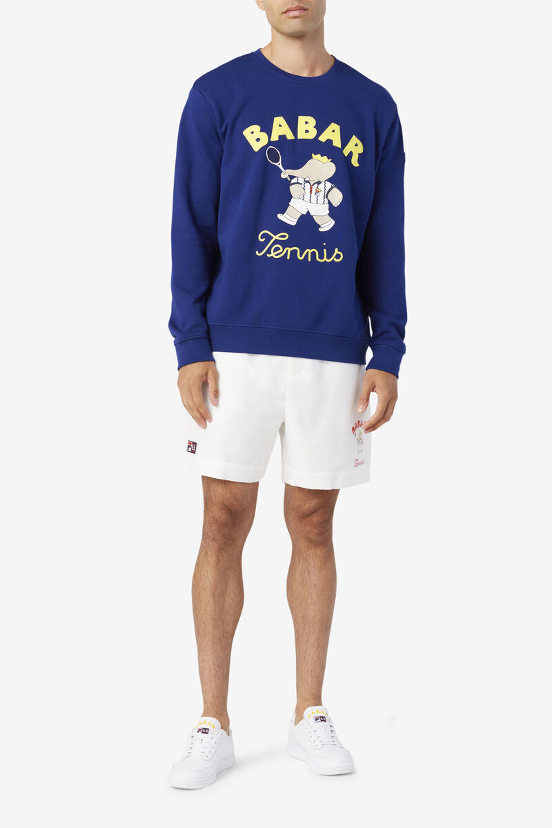 Men's Fila Fila X Rb Babar Harve Crew Sweatshirts Blue / Yellow | ZM1DhfNYmAH