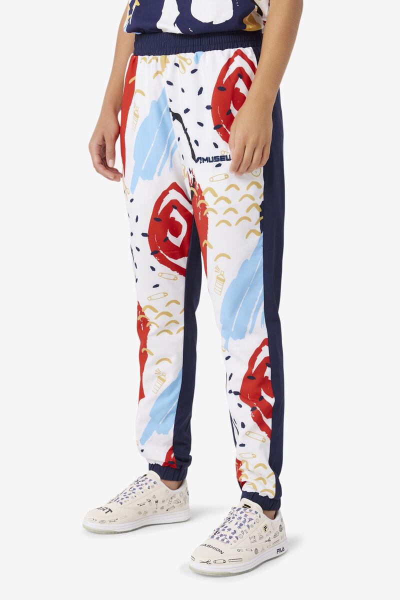 Men's Fila Fila X The Museum Printed Track Pant Pants Navy / White / Red | BGf7pirgVZm