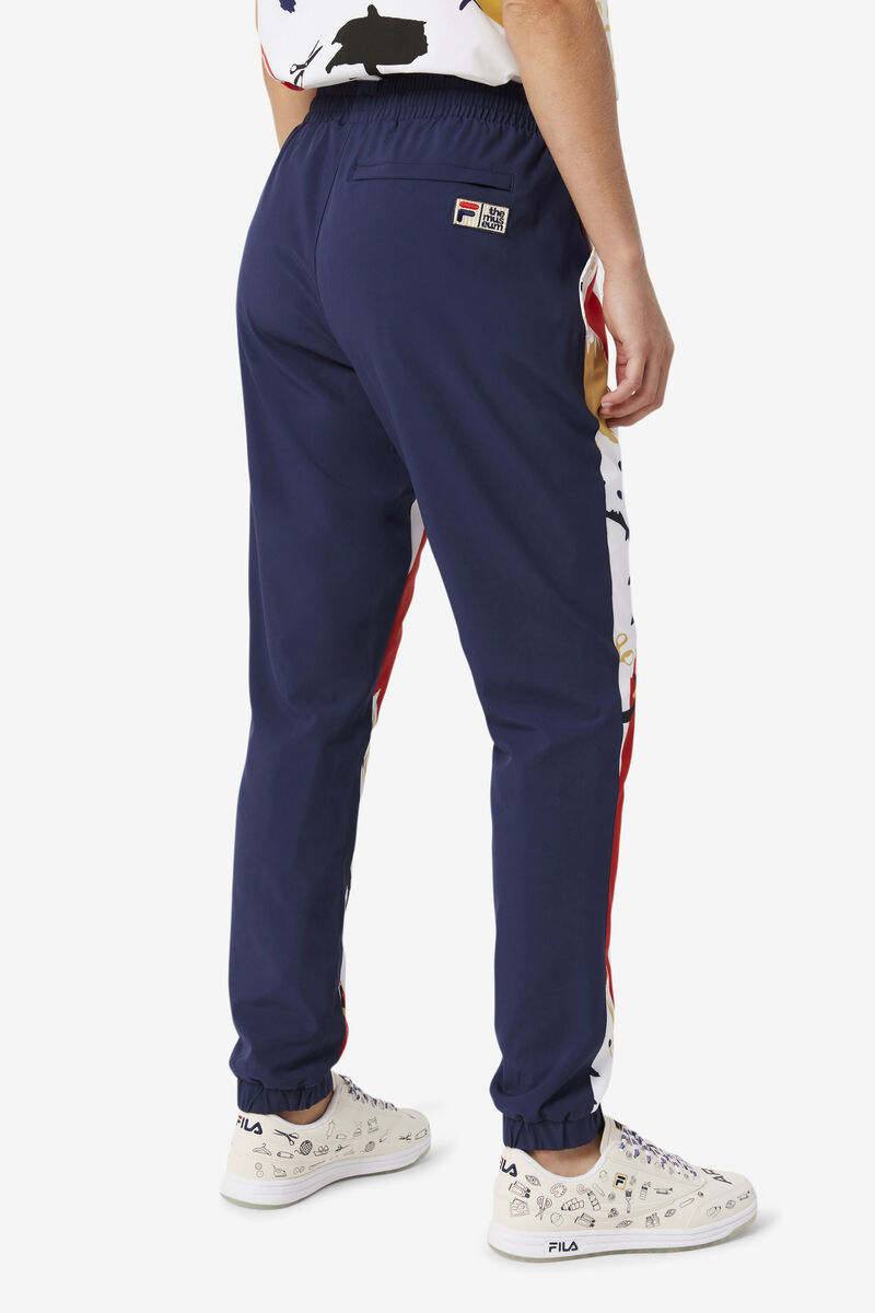 Men's Fila Fila X The Museum Printed Track Pant Pants Navy / White / Red | BGf7pirgVZm