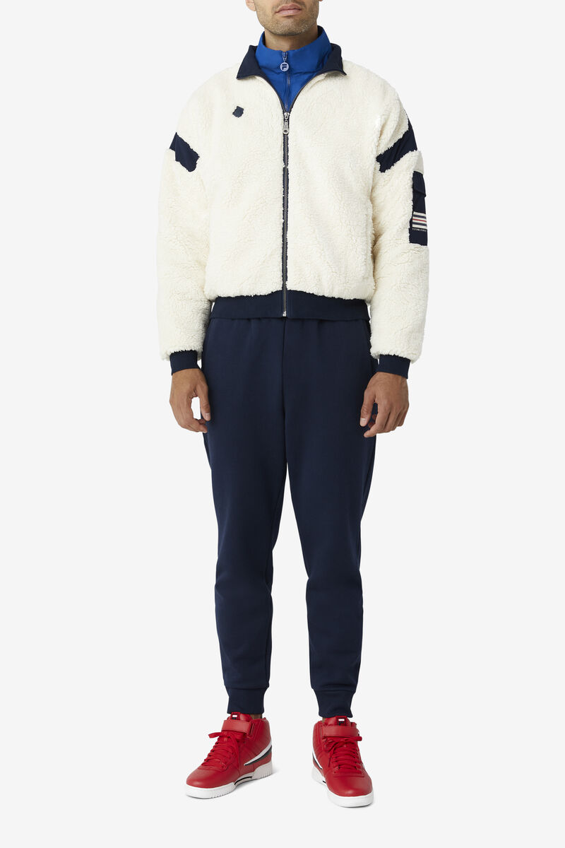 Men's Fila Finsbury Sherpa Jacket Jackets Navy / Red | GxJNrG8IHrt