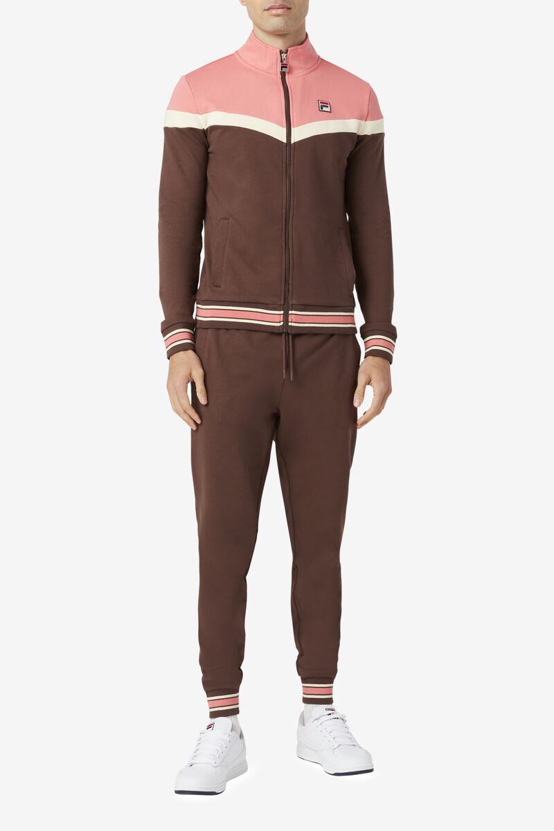 Men's Fila Flint Track Jacket Jackets Brown / Pink | r8JIZcnskLJ
