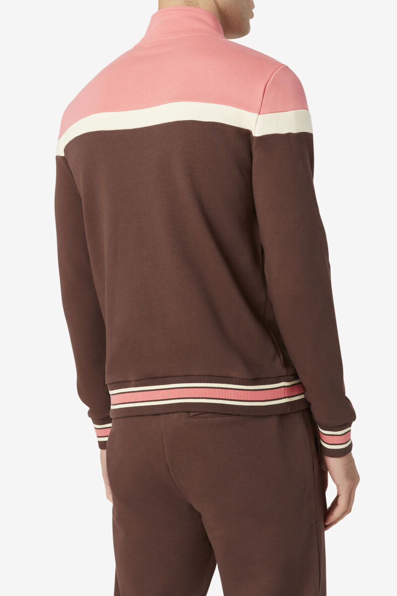 Men's Fila Flint Track Jacket Jackets Brown / Pink | r8JIZcnskLJ