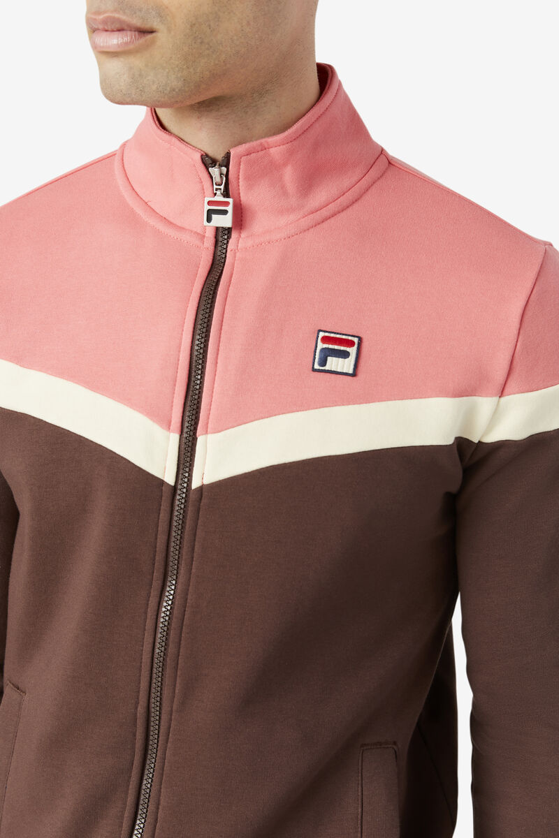 Men's Fila Flint Track Jacket Jackets Brown / Pink | r8JIZcnskLJ