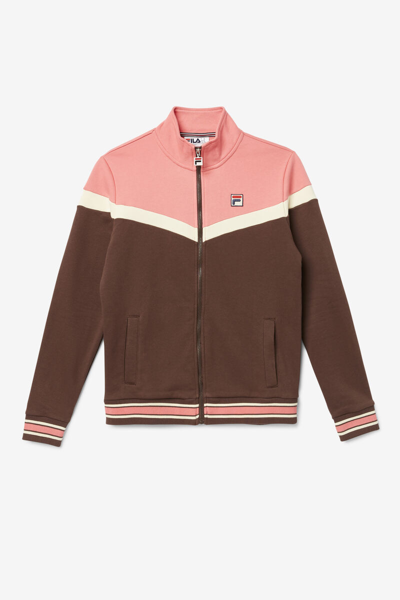 Men\'s Fila Flint Track Jacket Jackets Brown / Pink | r8JIZcnskLJ