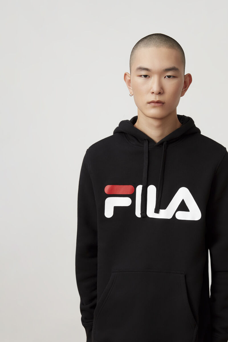 Men's Fila Flori Hoodie Hoodies Black / Red / White | 7NBXrfzJdfA