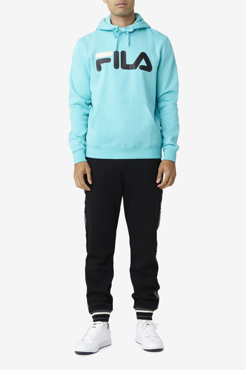Men's Fila Flori Hoodie Hoodies Blue Turquoise / Black | gO6XrFlYQcM