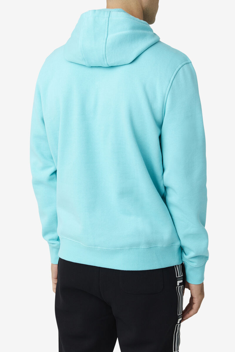 Men's Fila Flori Hoodie Hoodies Blue Turquoise / Black | gO6XrFlYQcM