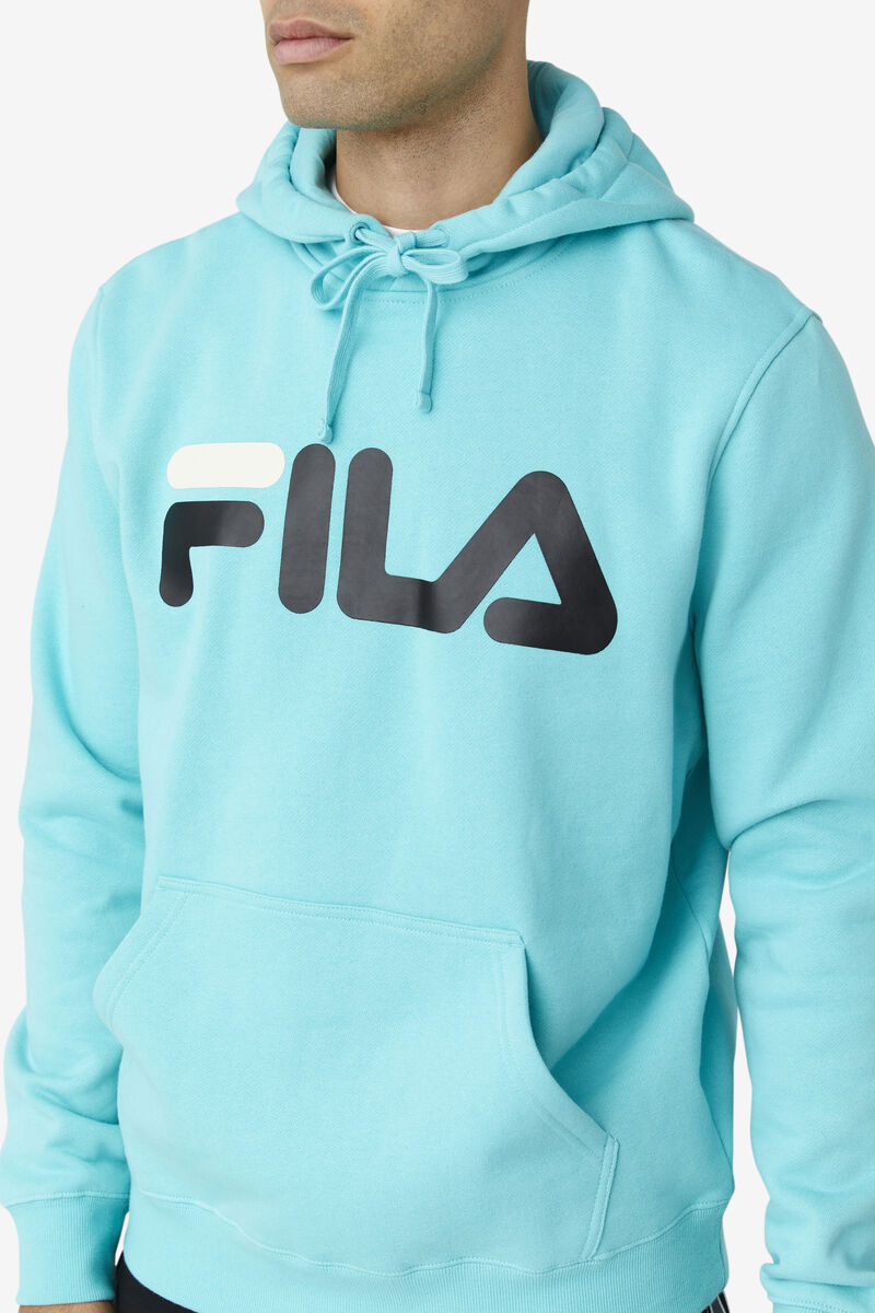 Men's Fila Flori Hoodie Hoodies Blue Turquoise / Black | gO6XrFlYQcM