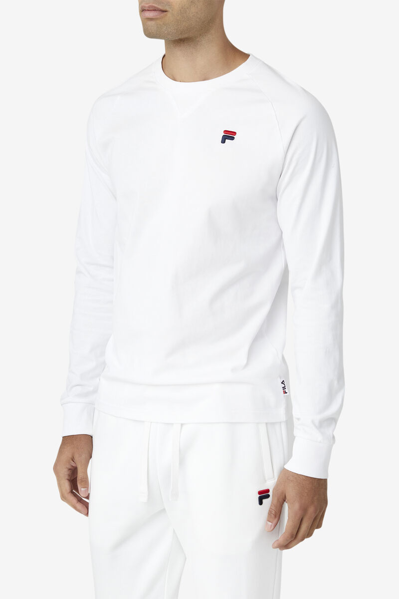 Men's Fila Flynn Long Sleeve Shirt White | ongag2ZToIq