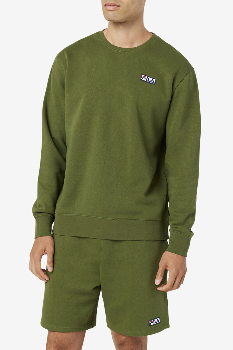 Men's Fila Garran Crew Sweatshirts Olive | cLQxAeyjjOm
