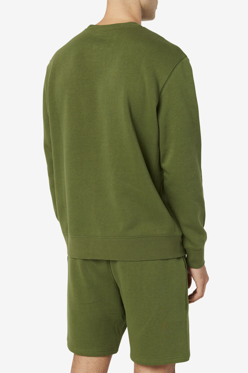 Men's Fila Garran Crew Sweatshirts Olive | cLQxAeyjjOm