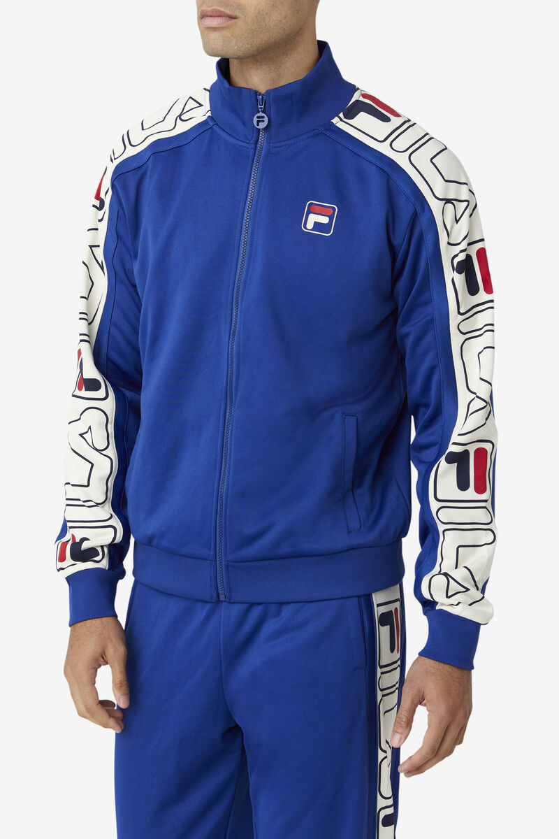Men's Fila Gatlin Track Jacket Tracksuits Blue / Red | TEWd4Ssp9Vj
