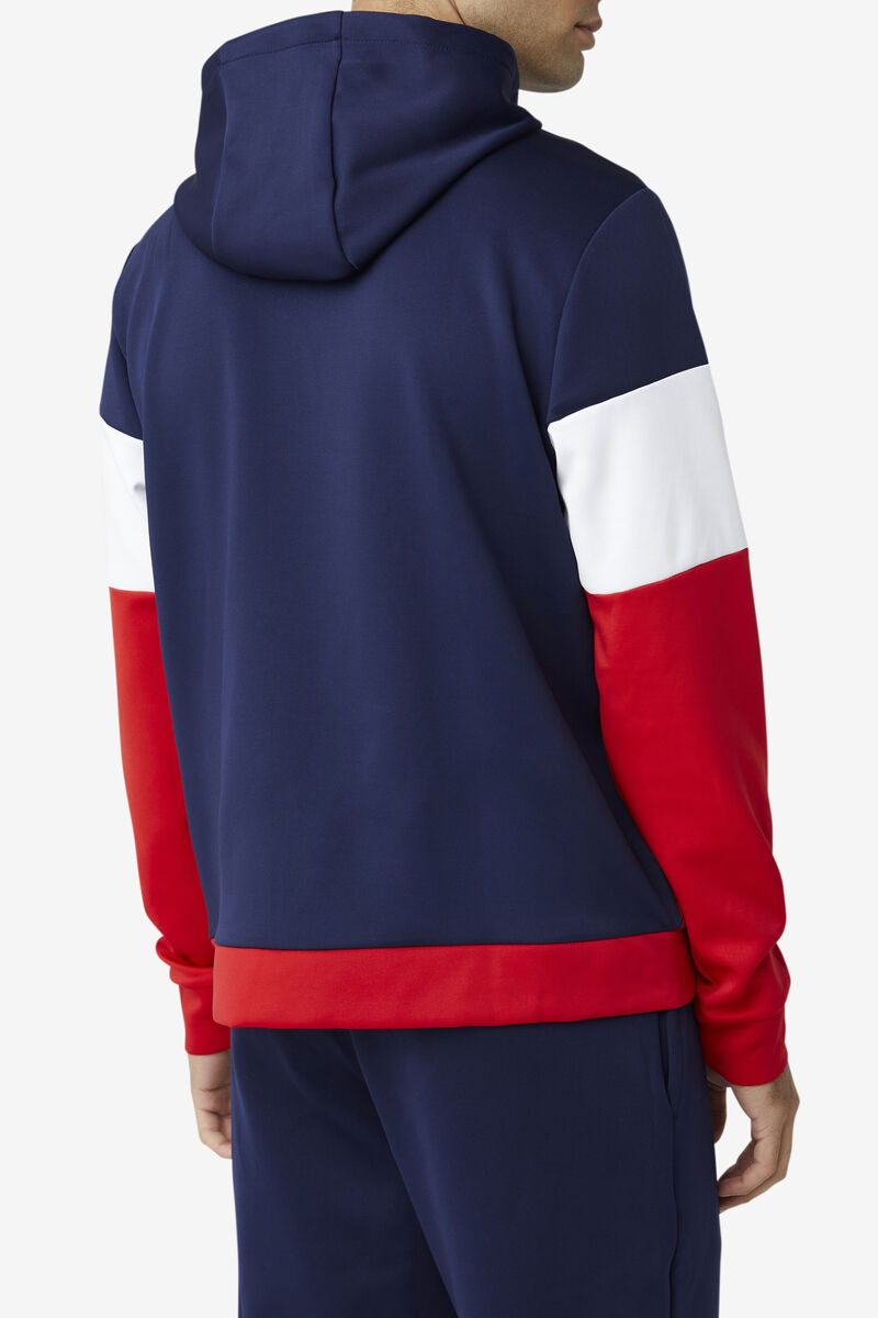 Men's Fila Gerado Tech Hoodie Hoodies Navy / Red / White | x6oOPX8YRSn