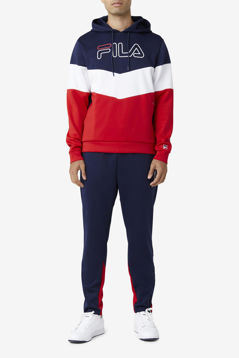 Men's Fila Gerado Tech Hoodie Hoodies Navy / Red / White | x6oOPX8YRSn