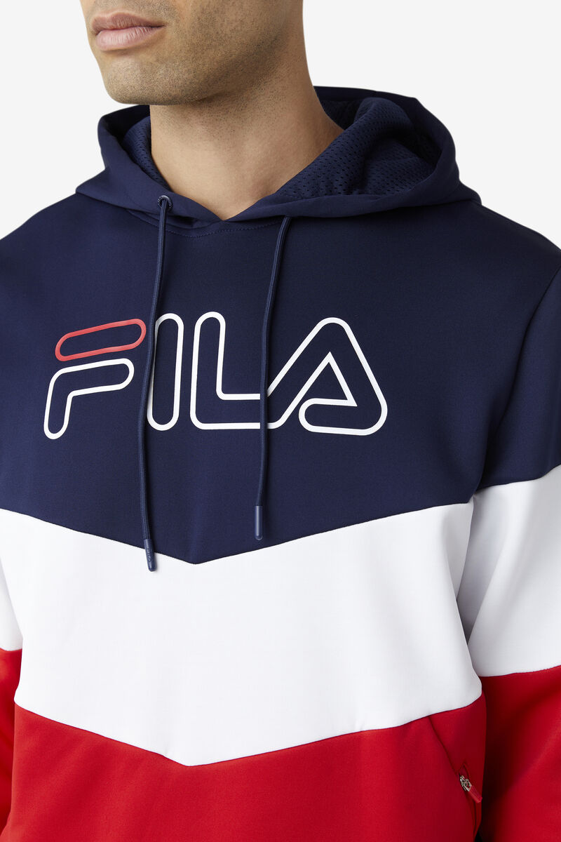 Men's Fila Gerado Tech Hoodie Hoodies Navy / Red / White | x6oOPX8YRSn