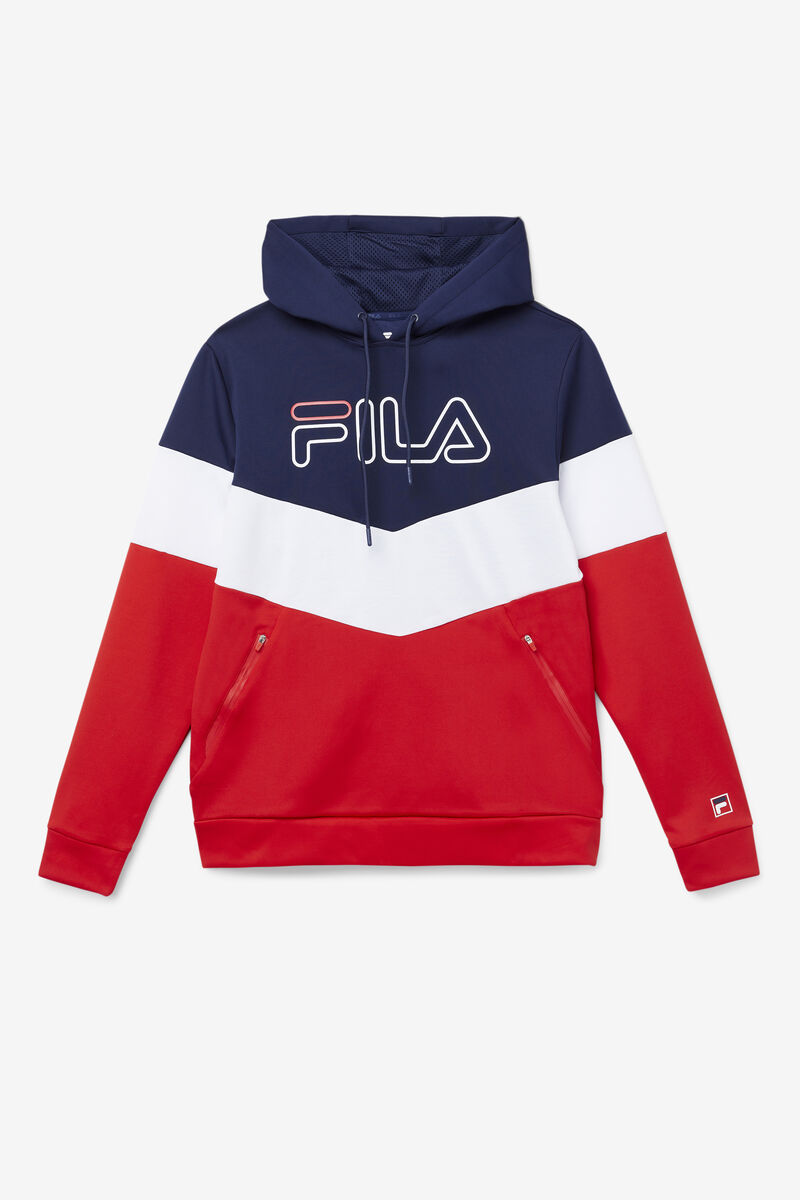 Men\'s Fila Gerado Tech Hoodie Hoodies Navy / Red / White | x6oOPX8YRSn