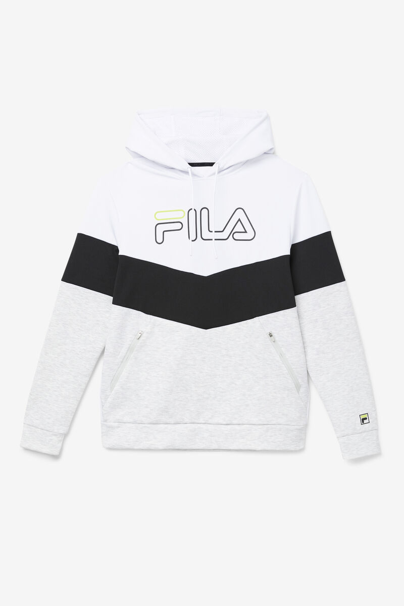 Men\'s Fila Gerado Tech Hoodie Hoodies White / Light Grey / Light Green | wqvpDxrYO1F
