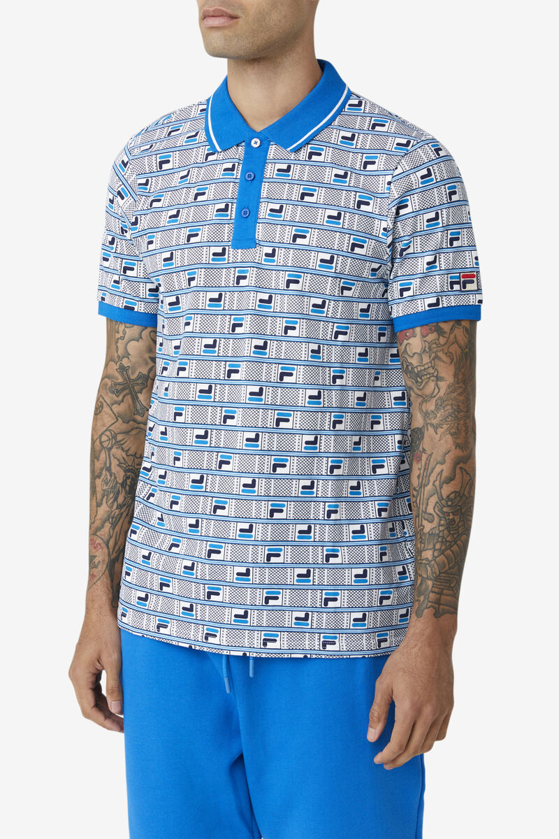Men's Fila Gianni Polo Polos Blue / White / Navy | KiyaHuVmD9p