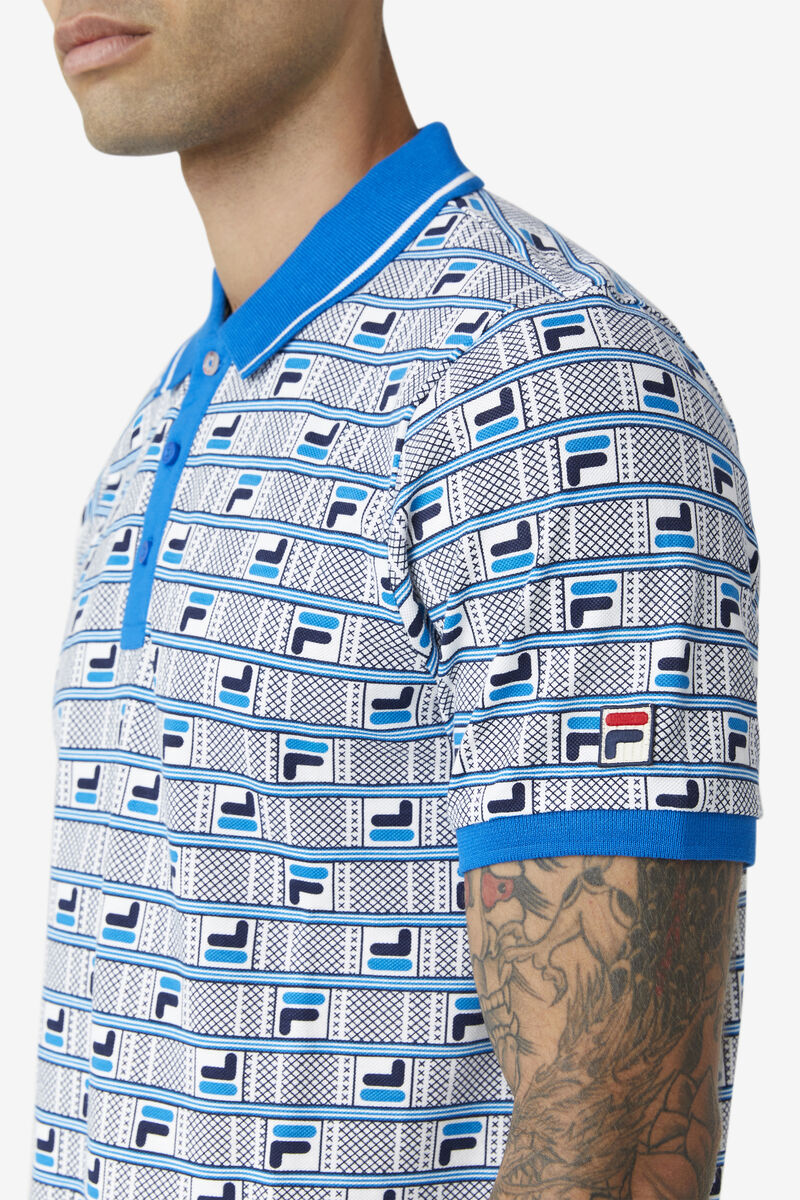 Men's Fila Gianni Polo Polos Blue / White / Navy | KiyaHuVmD9p