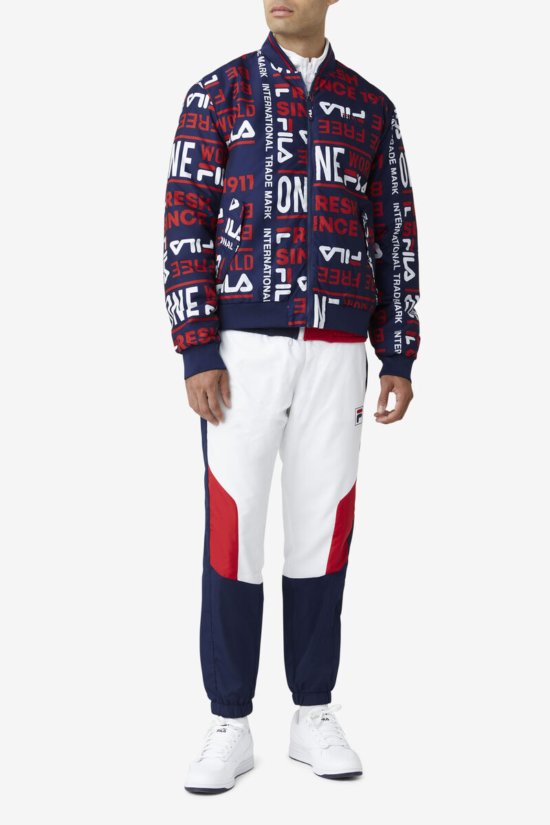 Men's Fila Gionata Jacket Jackets Navy / Red / White | b92Lrkj9dQR