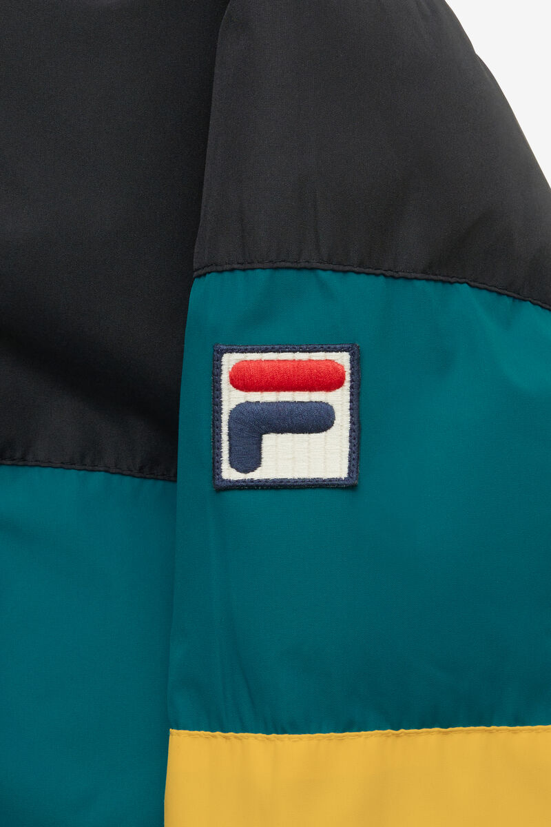 Men's Fila Giovanni Puffa Jacket Jackets Black / Blue / Gold | rnfxI9EvnXo