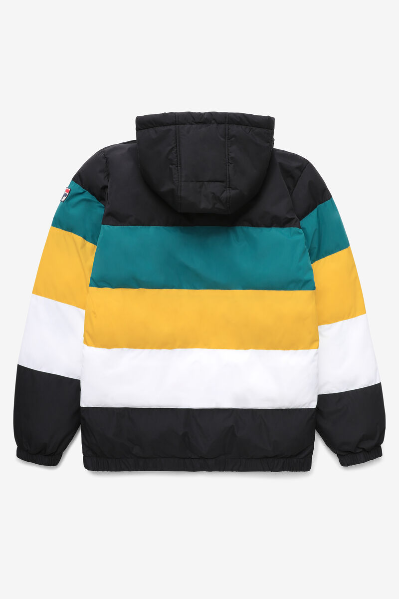 Men's Fila Giovanni Puffa Jacket Jackets Black / Blue / Gold | rnfxI9EvnXo