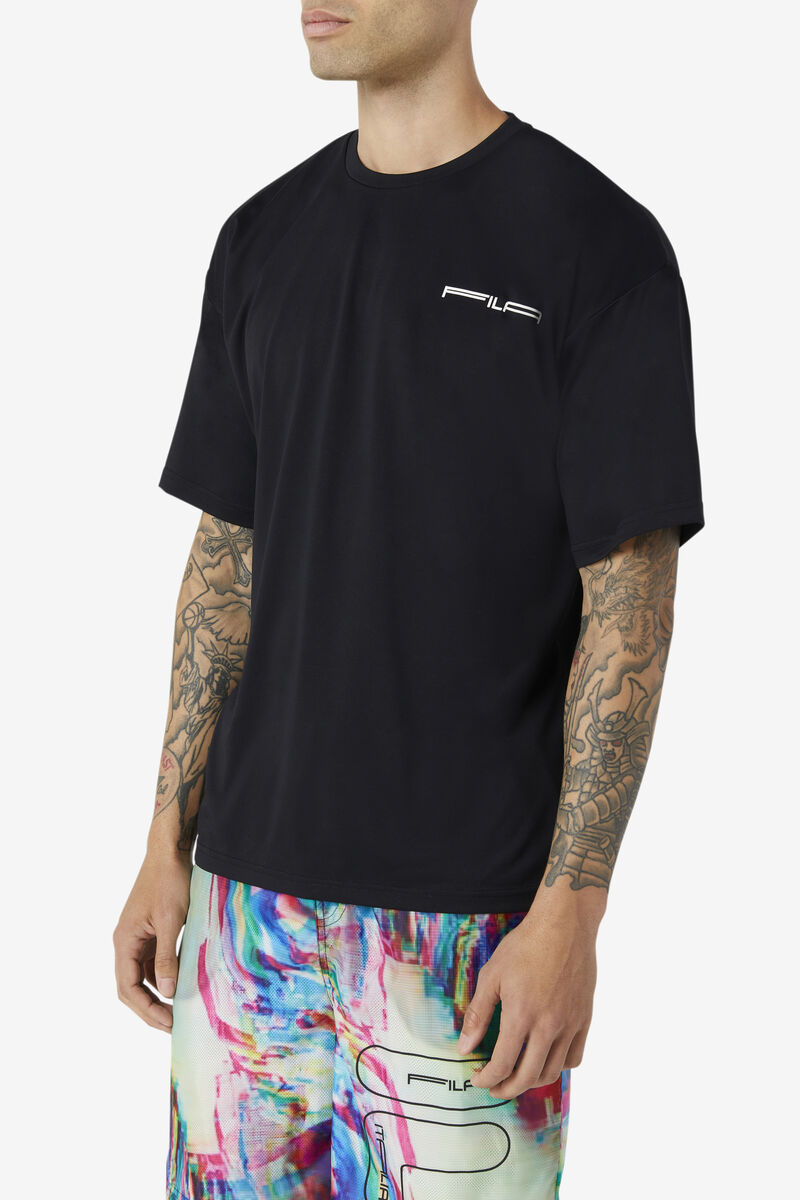 Men's Fila Glitch Graphic T Shirts Black | 6OFfpZpaV7y