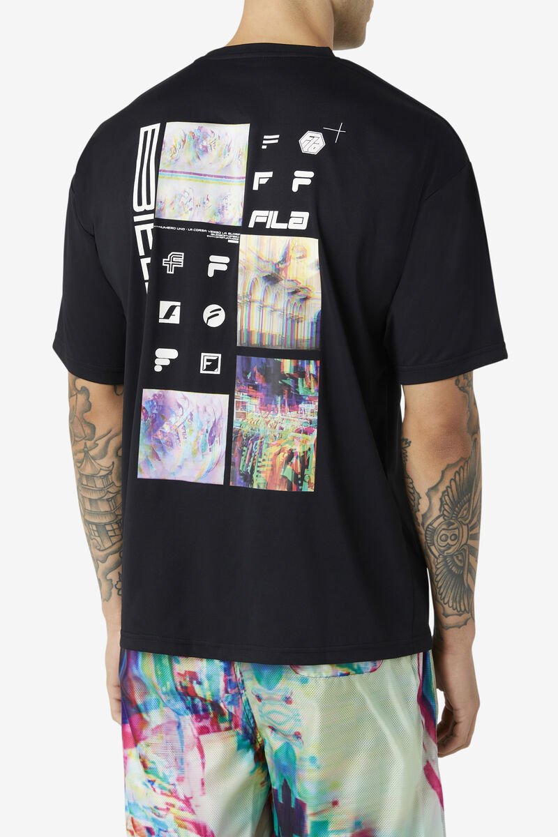 Men's Fila Glitch Graphic T Shirts Black | 6OFfpZpaV7y