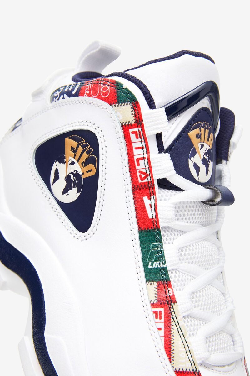 Men's Fila Grant Hill 2 Patchwork Basketball Shoes White / Navy / Red | KGEc8pcf2LX