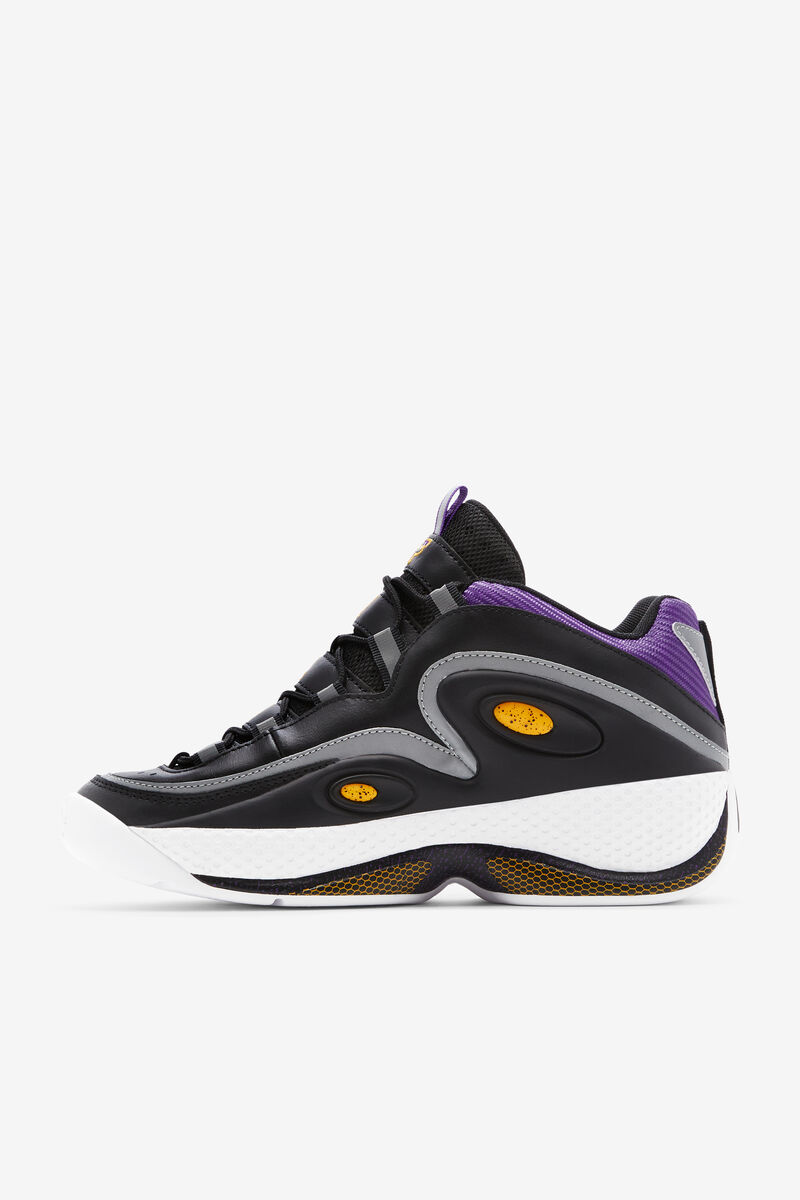 Men's Fila Grant Hill 3 Basketball Shoes Black / Gold / Purple | SCmE5cUJg6J