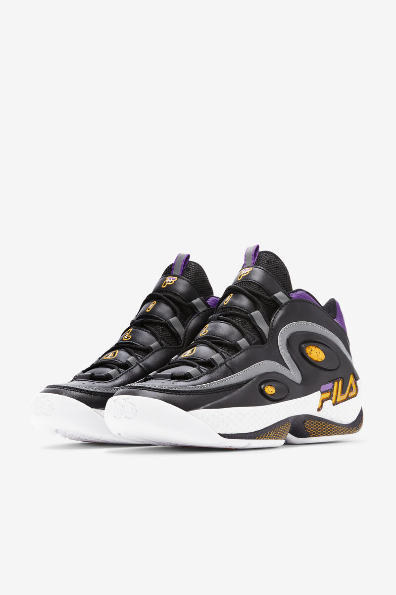 Men's Fila Grant Hill 3 Basketball Shoes Black / Gold / Purple | SCmE5cUJg6J