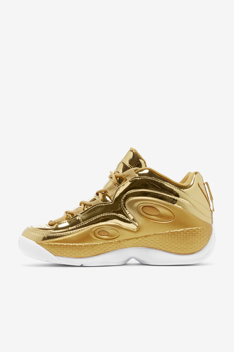 Men's Fila Grant Hill 3 Metallic Basketball Shoes Metal Gold / Metal Gold / Metal Gold | 4CugQHDrvfu
