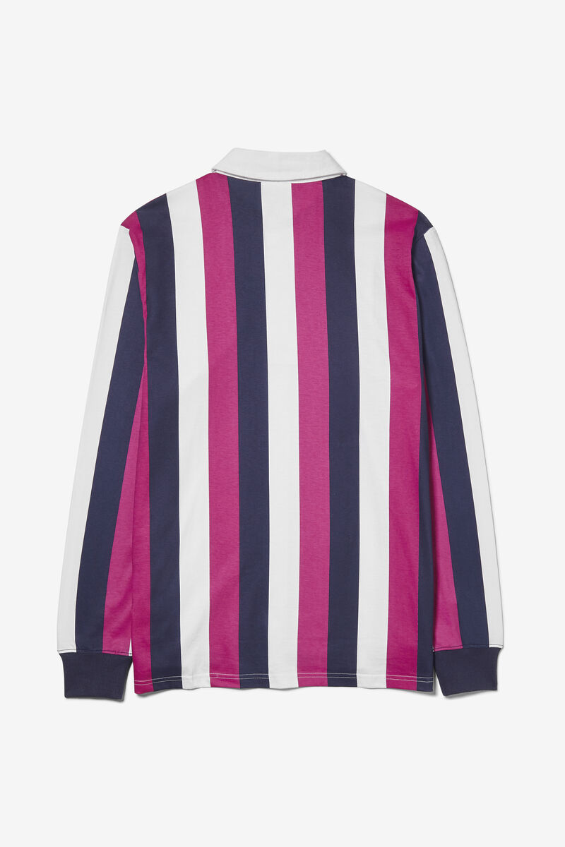Men's Fila Grover Striped Rugby Rugbys Navy / White | tBCuYspSxyh