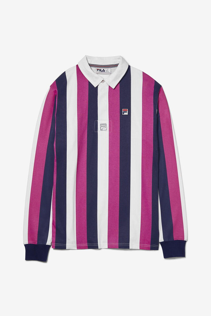 Men\'s Fila Grover Striped Rugby Rugbys Navy / White | tBCuYspSxyh