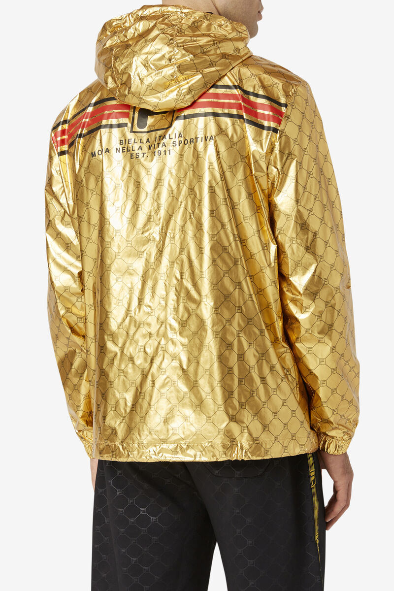 Men's Fila Gustas Long Wind Jacket Jackets Gold | res3l4G9KU9