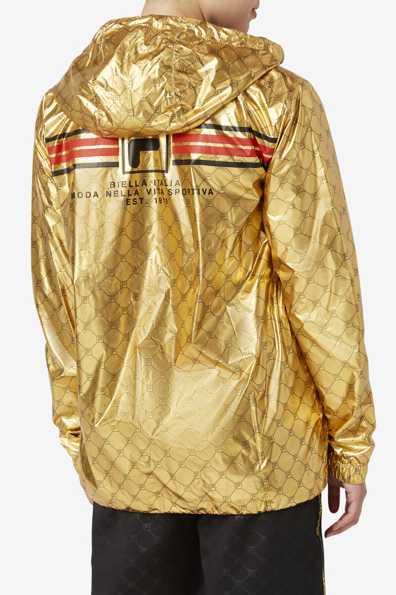 Men's Fila Gustas Long Wind Jacket Jackets Gold | res3l4G9KU9