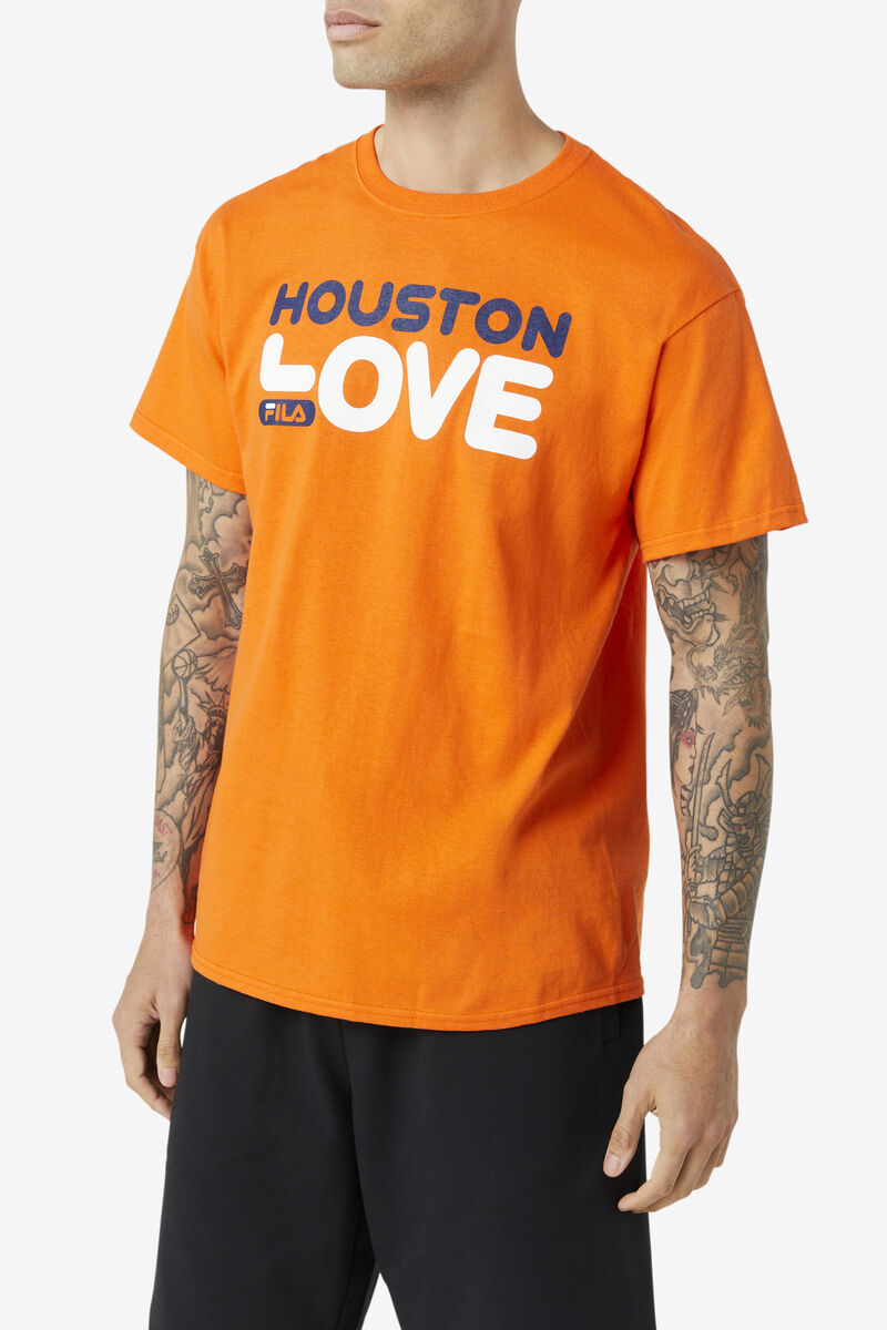 Men's Fila Houston Love T Shirts Orange | 6fcVwLUWCH9