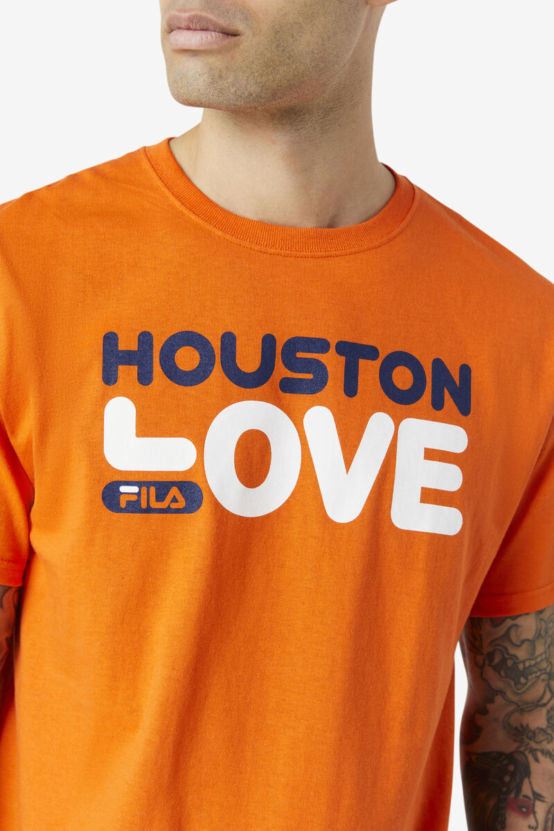 Men's Fila Houston Love T Shirts Orange | 6fcVwLUWCH9