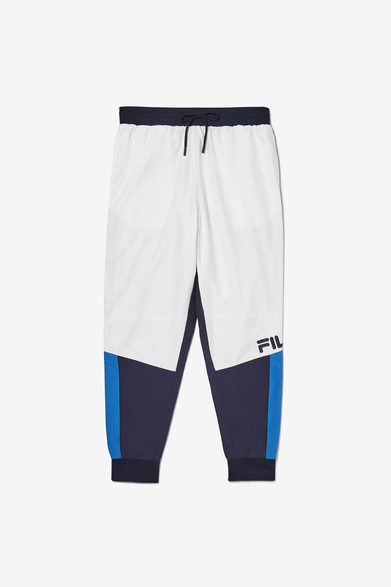 Men\'s Fila Hudson Track Pant Pants White / Navy / Blue | 9E5aKAATqUg