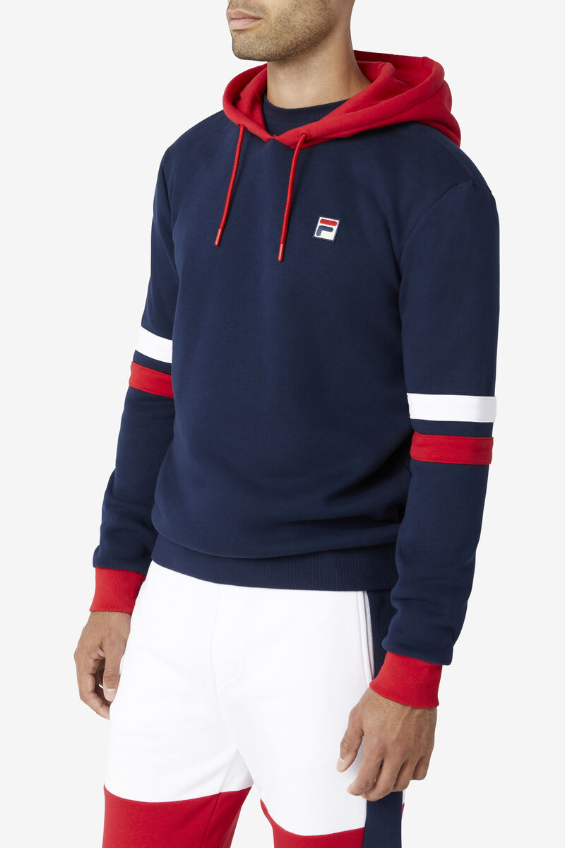Men's Fila Hurley Hoodie Hoodies Navy / Red / White | zuPFhUizw4D