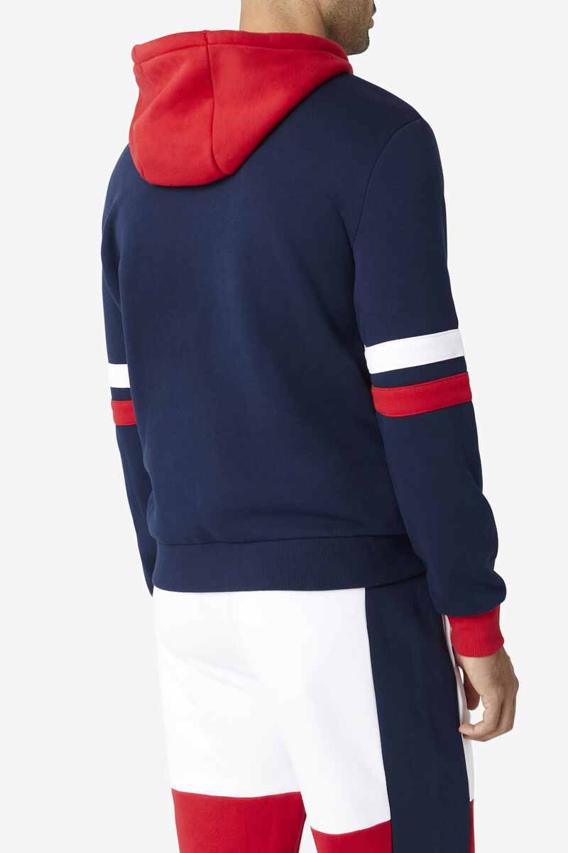 Men's Fila Hurley Hoodie Hoodies Navy / Red / White | zuPFhUizw4D
