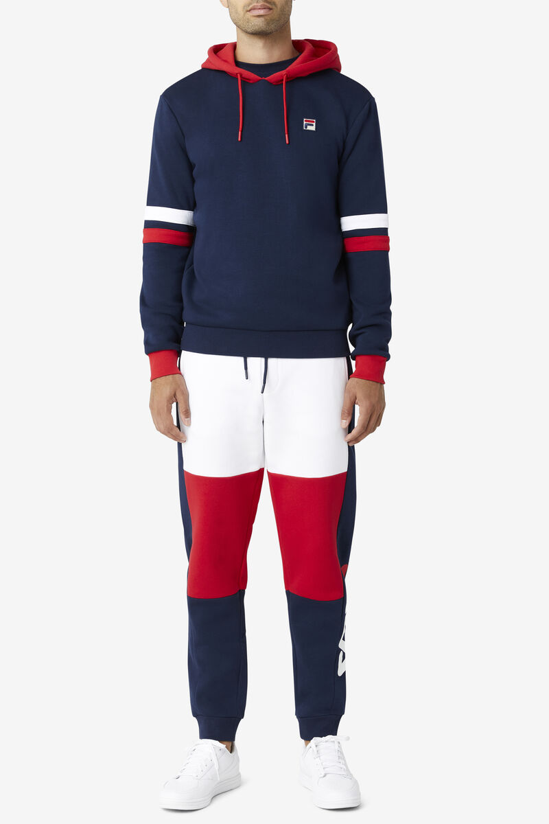 Men's Fila Hurley Hoodie Hoodies Navy / Red / White | zuPFhUizw4D